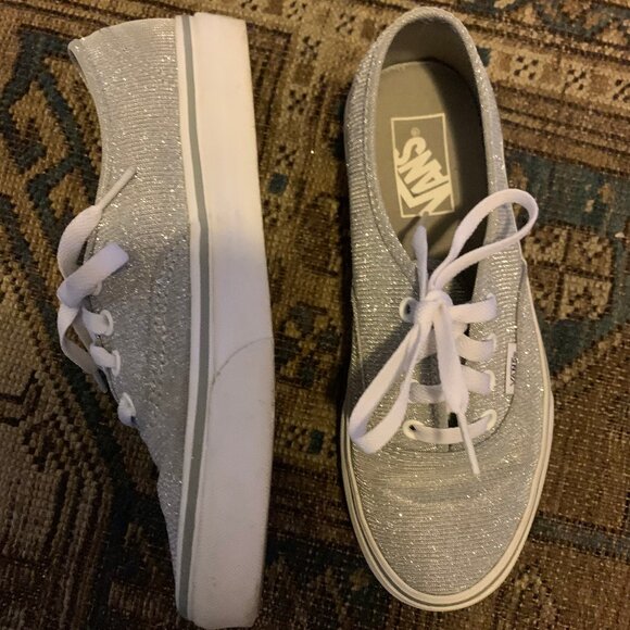 Sparkly Silver Vans Authentic Classic - Picture 1 of 4